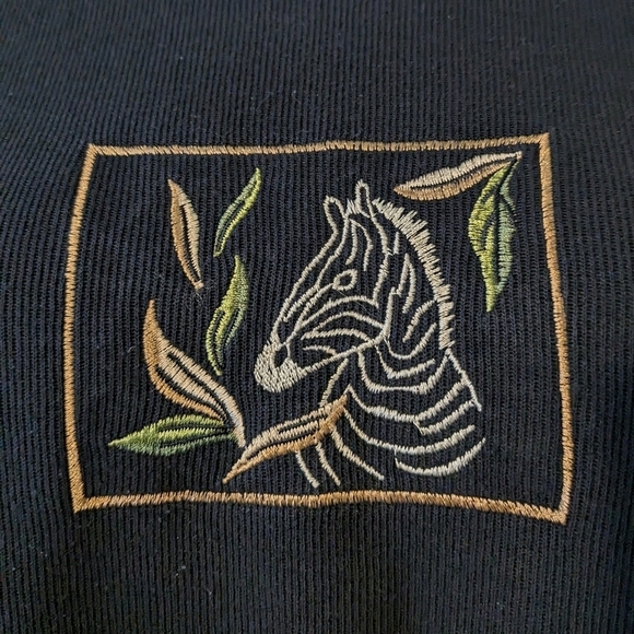 Vintage 90's Zebra Print Embroidered Maxi Dress Size M - Picture 3 of 7